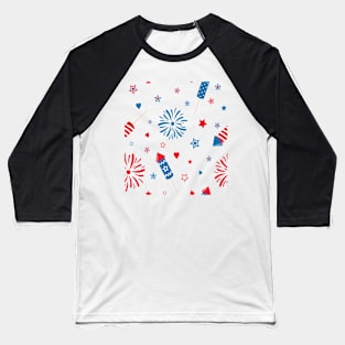 4th of July fireworks and sparklers pattern Baseball T-Shirt